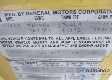 1984 Chevrolet Corvette from USA, damaged, VIN 1G1AY0783E5113033